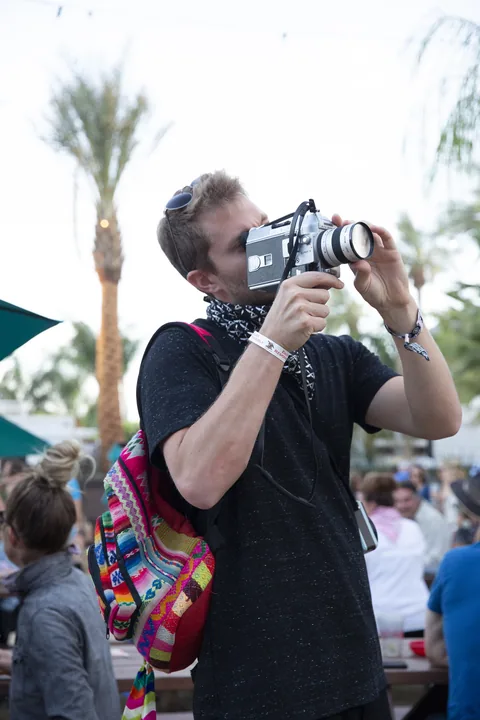 Mike Irving shooting with a film camera